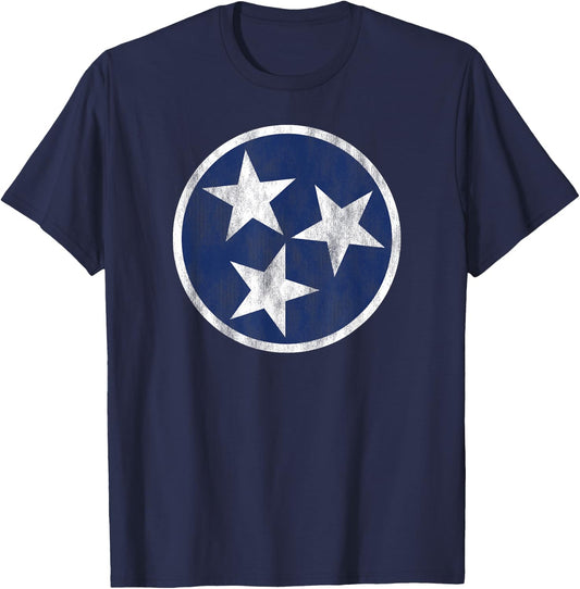 Retro Tennessee Flag Star Logo Volunteer State Nashville TN T-Shirt - T-Shirt | Navy