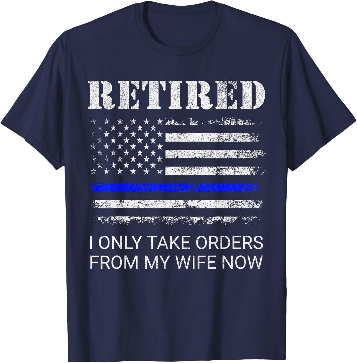 Cop Retirement Retired Police Officer Cop Funny - -Adults, Classic Fit, Short Sleeve, Black, Small T-Shirt - T-Shirt | Navy