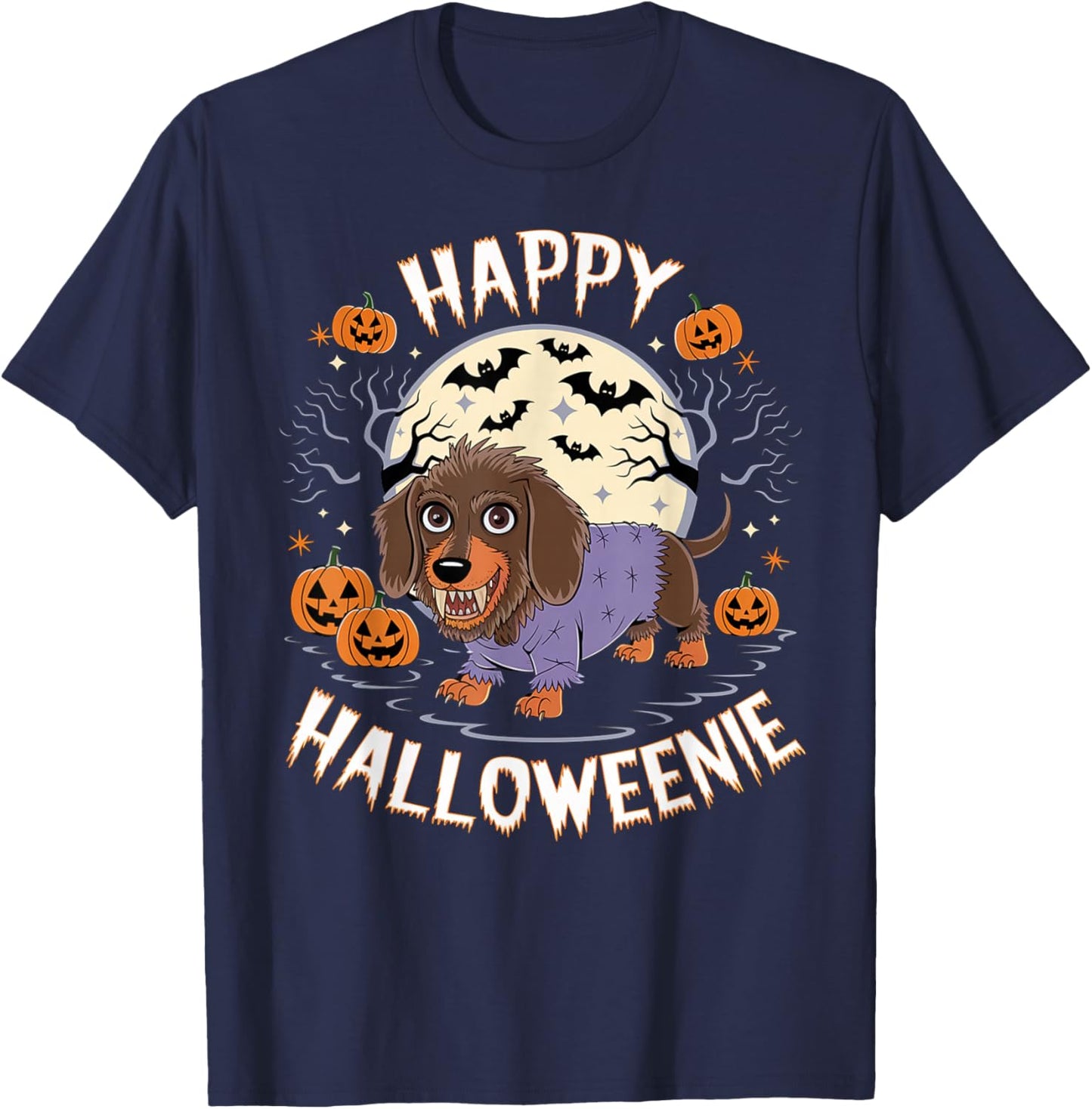 Spooky Halloween Zombie Dachshund Holiday Dog Owner Outfit T-Shirt - T-Shirt | Navy