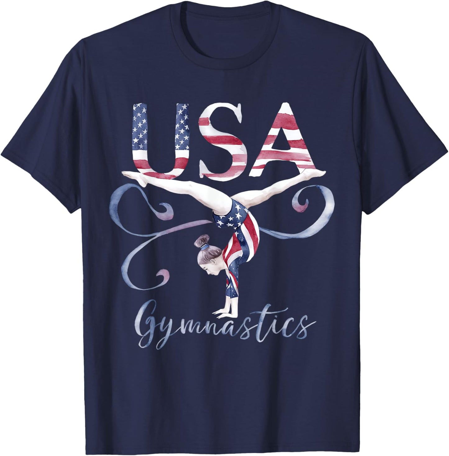 Gymnastics Patriotic USA Gymnast American Pride Women Girls T-Shirt - T-Shirt | Navy