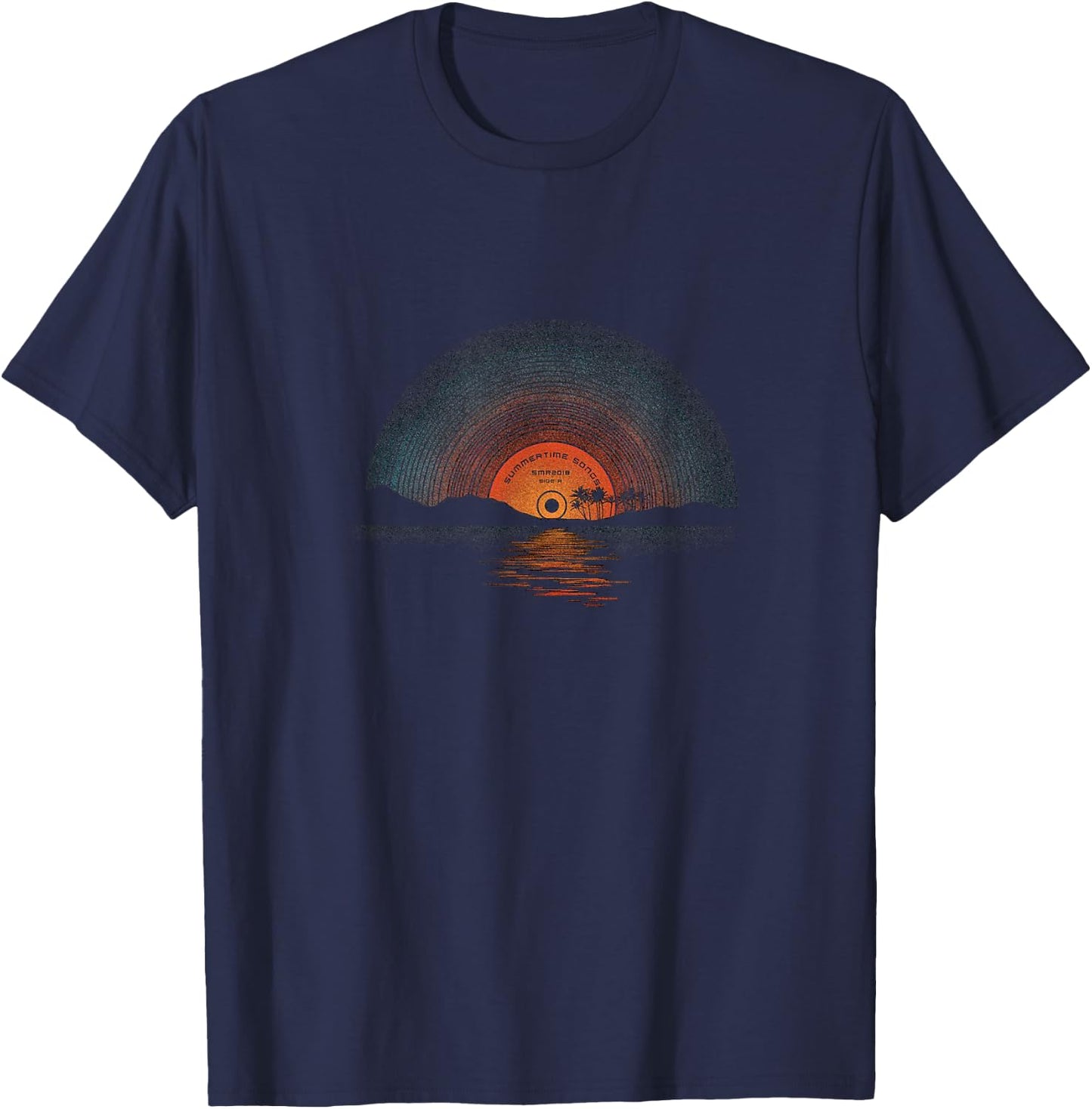 Summer Sound Time Songs Vinyl Record Sunset LP 80s Gift T-Shirt - T-Shirt | Navy