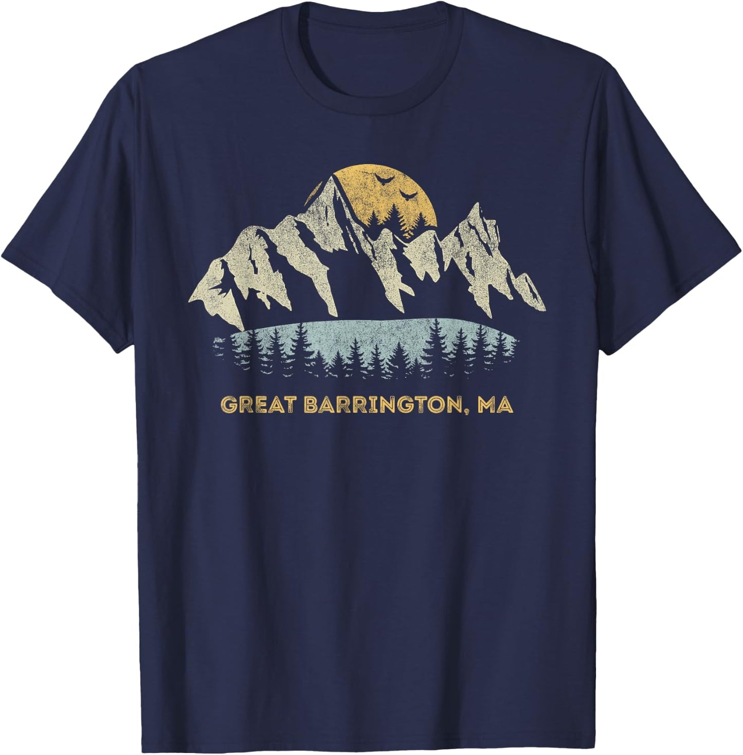 Great Barrington Massachusetts Mountain Sunset Sunrise MA T-Shirt - T-Shirt | Navy