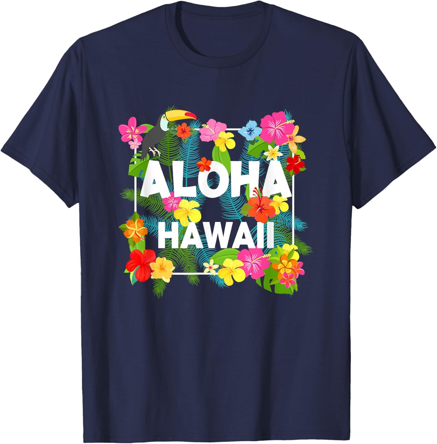 Aloha Hawaii Hibiscus Flowers Aesthetic Design Women T-Shirt - T-Shirt | Navy