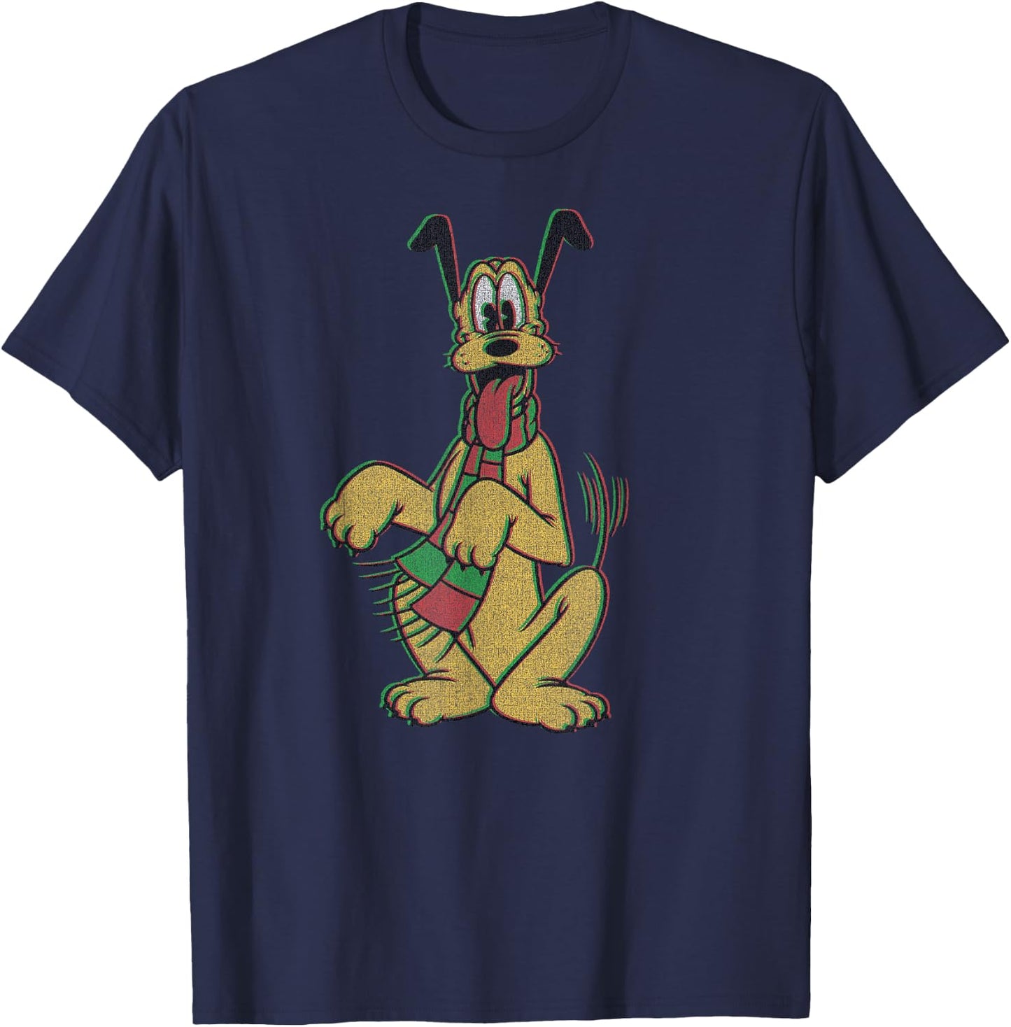 Disney Pluto Christmas Style Portrait T-Shirt - T-Shirt | Navy
