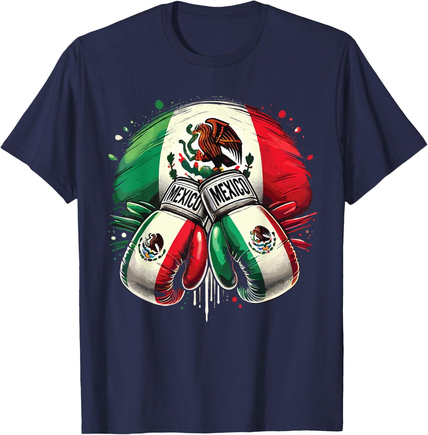 Mexican Boxing Pride Gloves Sports Design T-Shirt - T-Shirt | Navy