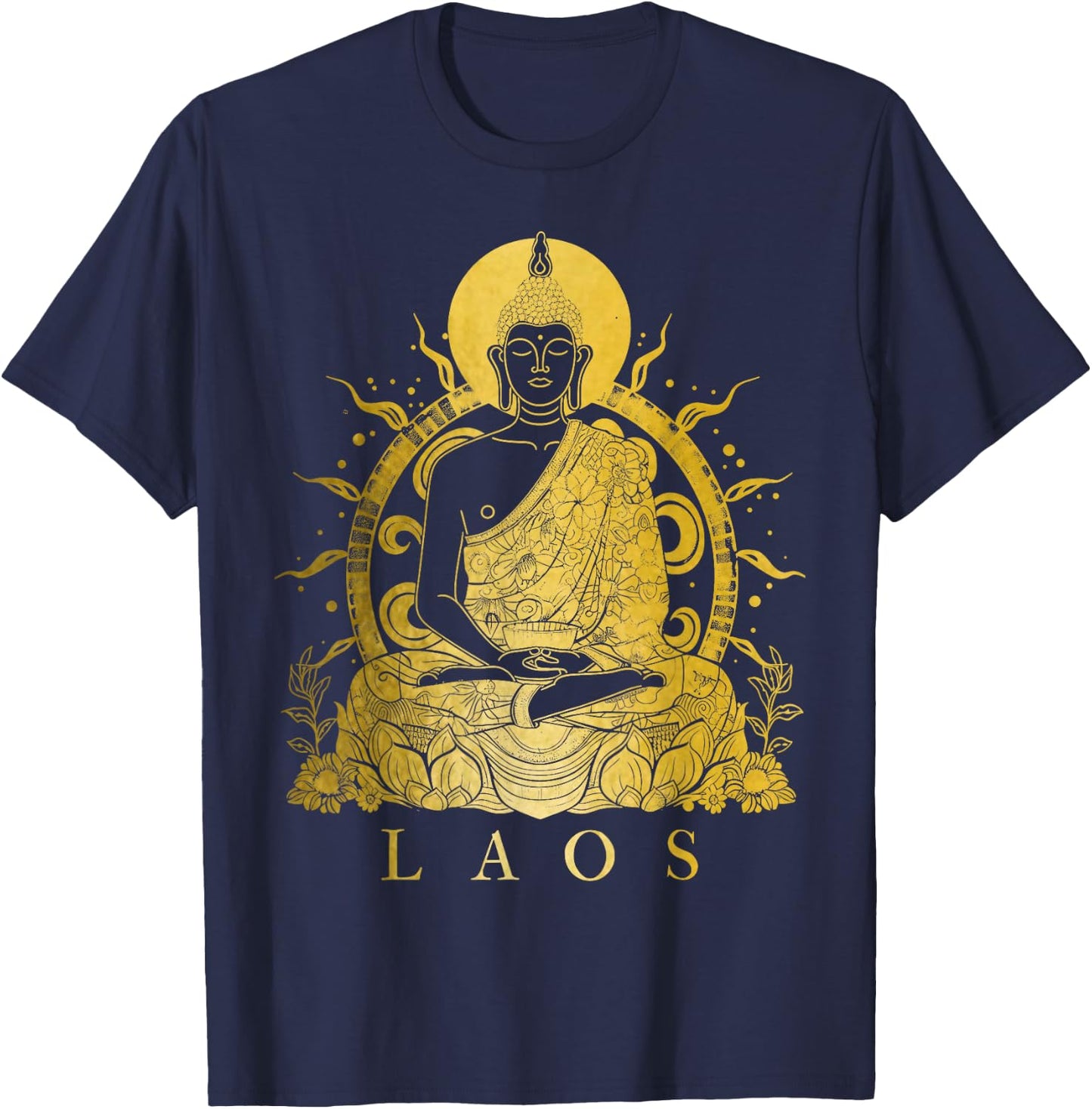 Laos Buddha Vintage Buddhist Souvenir T-Shirt - T-Shirt | Navy