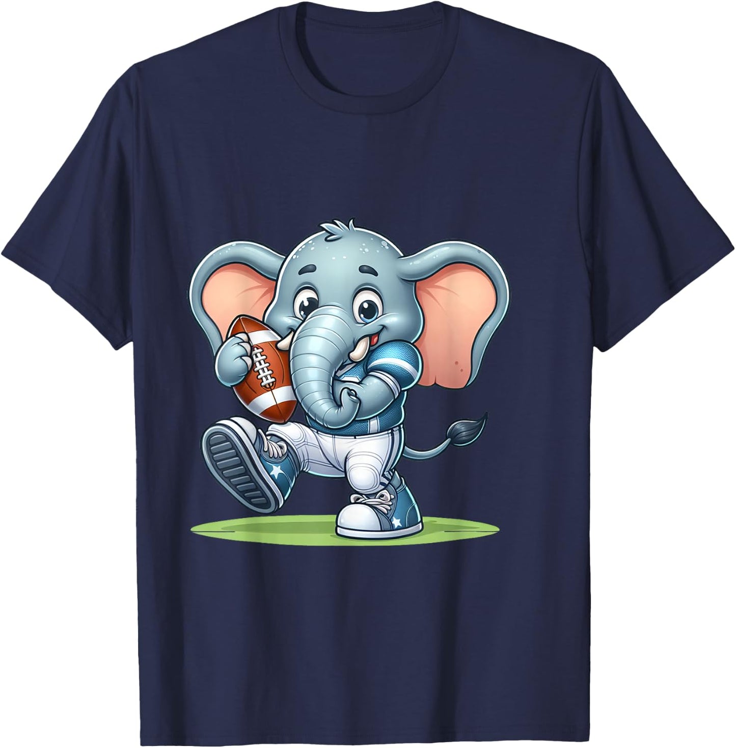 Cute American Football Player Elephant T-Shirt - T-Shirt | Navy