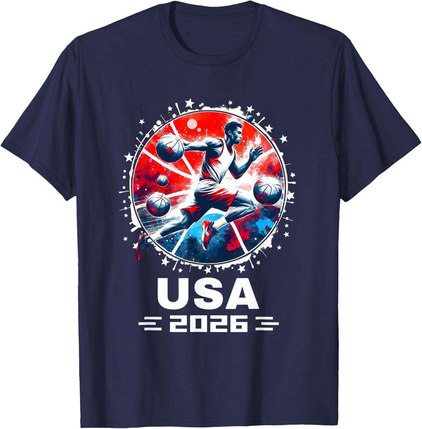 Basketball USA Go USA Team USA Flag 2026 Basketball T-Shirt - T-Shirt | Navy