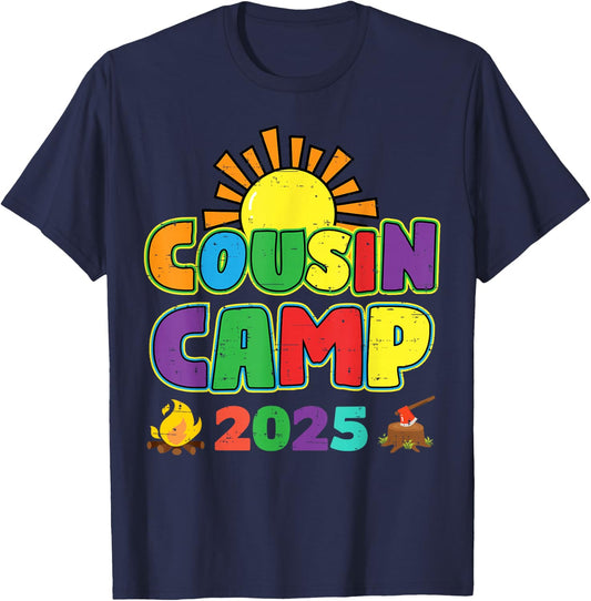 Cousin Camp 2025 Family Vacation Summer Camping Crew T-Shirt - T-Shirt | Navy