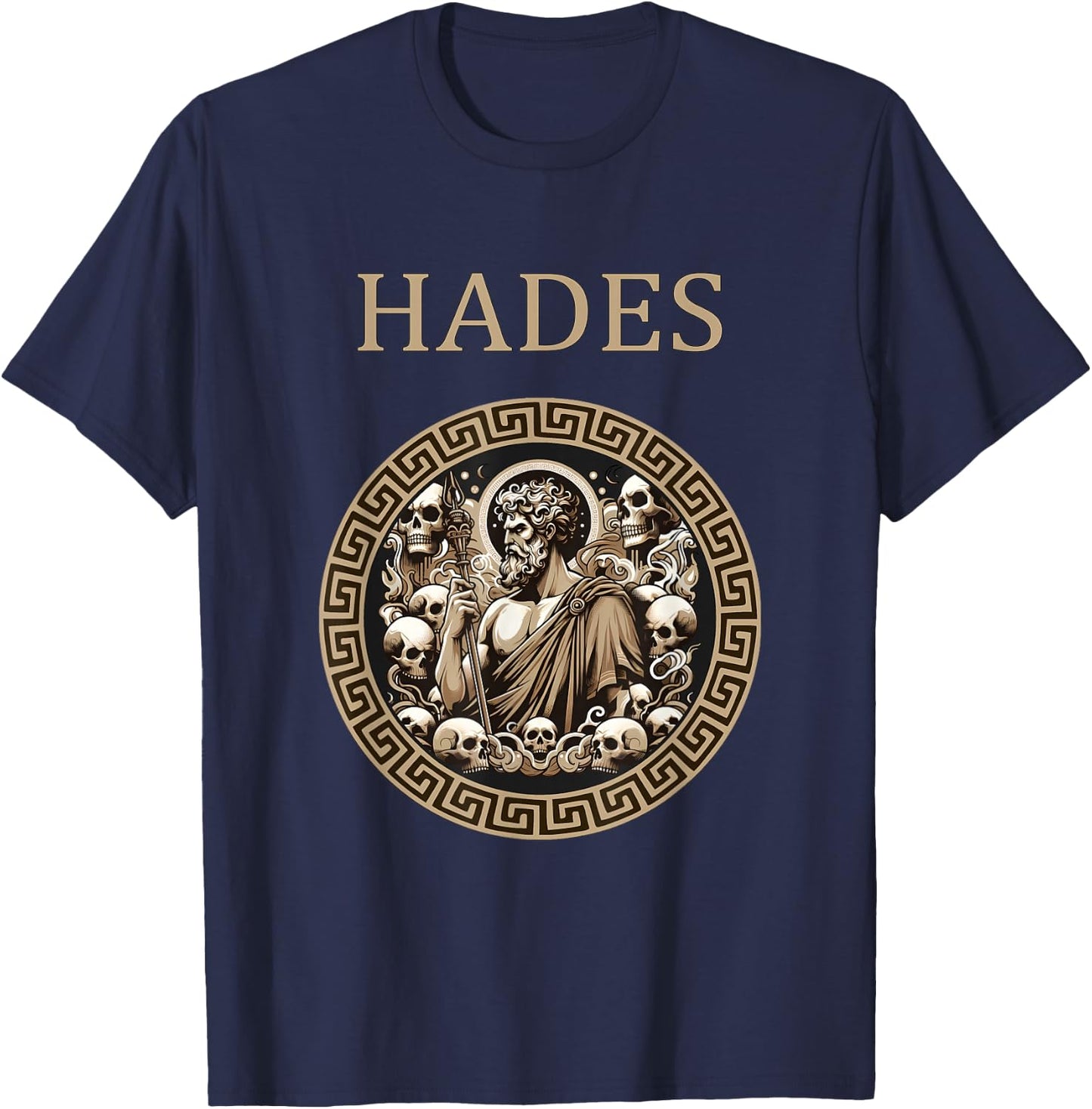 Agema Apparel Hades Greek God of the Underworld , Small, Black T-Shirt - T-Shirt | Navy