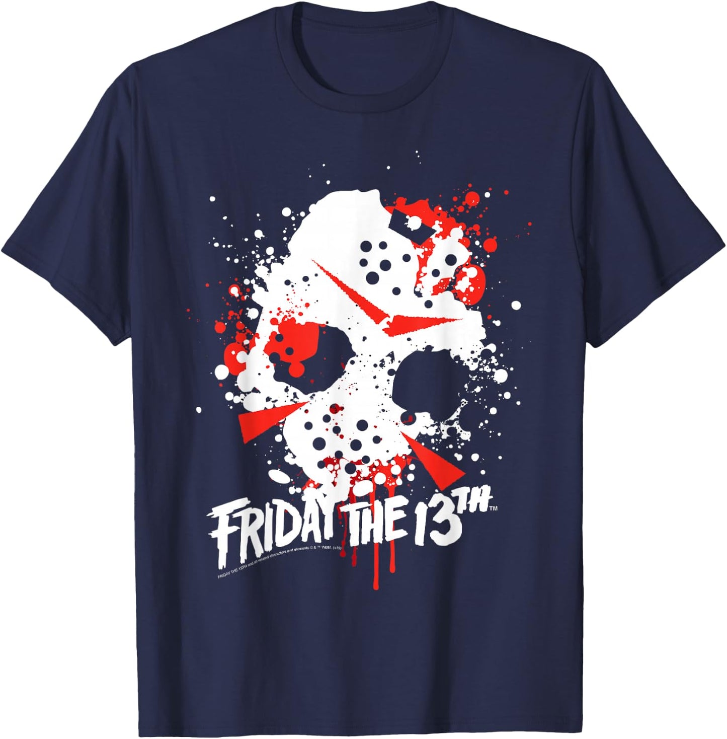 Friday The 13th Jason Blood Splatter Mask T-Shirt - T-Shirt | Navy