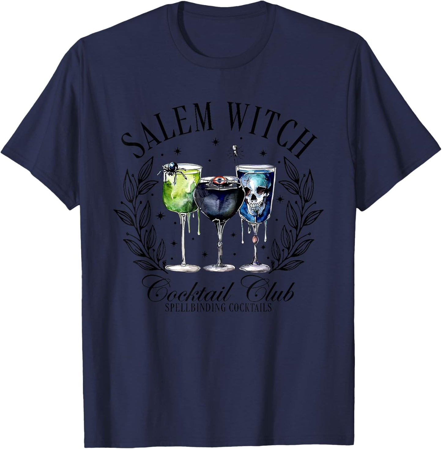 Salem Witch Cocktail Club, Retro Halloween Witchy T-Shirt - T-Shirt | Navy