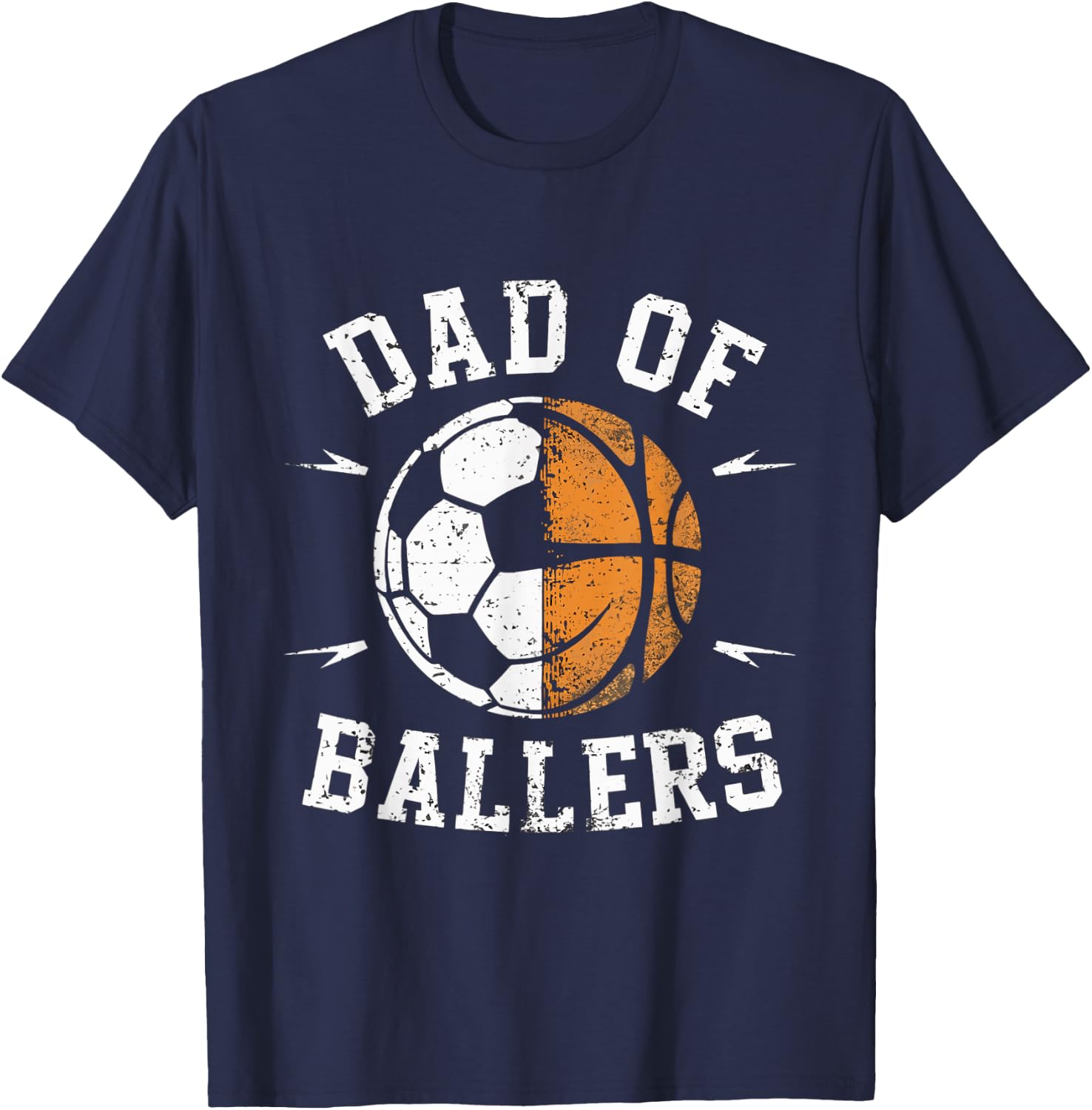 Dad of Ballers Basketball Soccer Ball Fathers Day Coach T-Shirt - T-Shirt | Navy