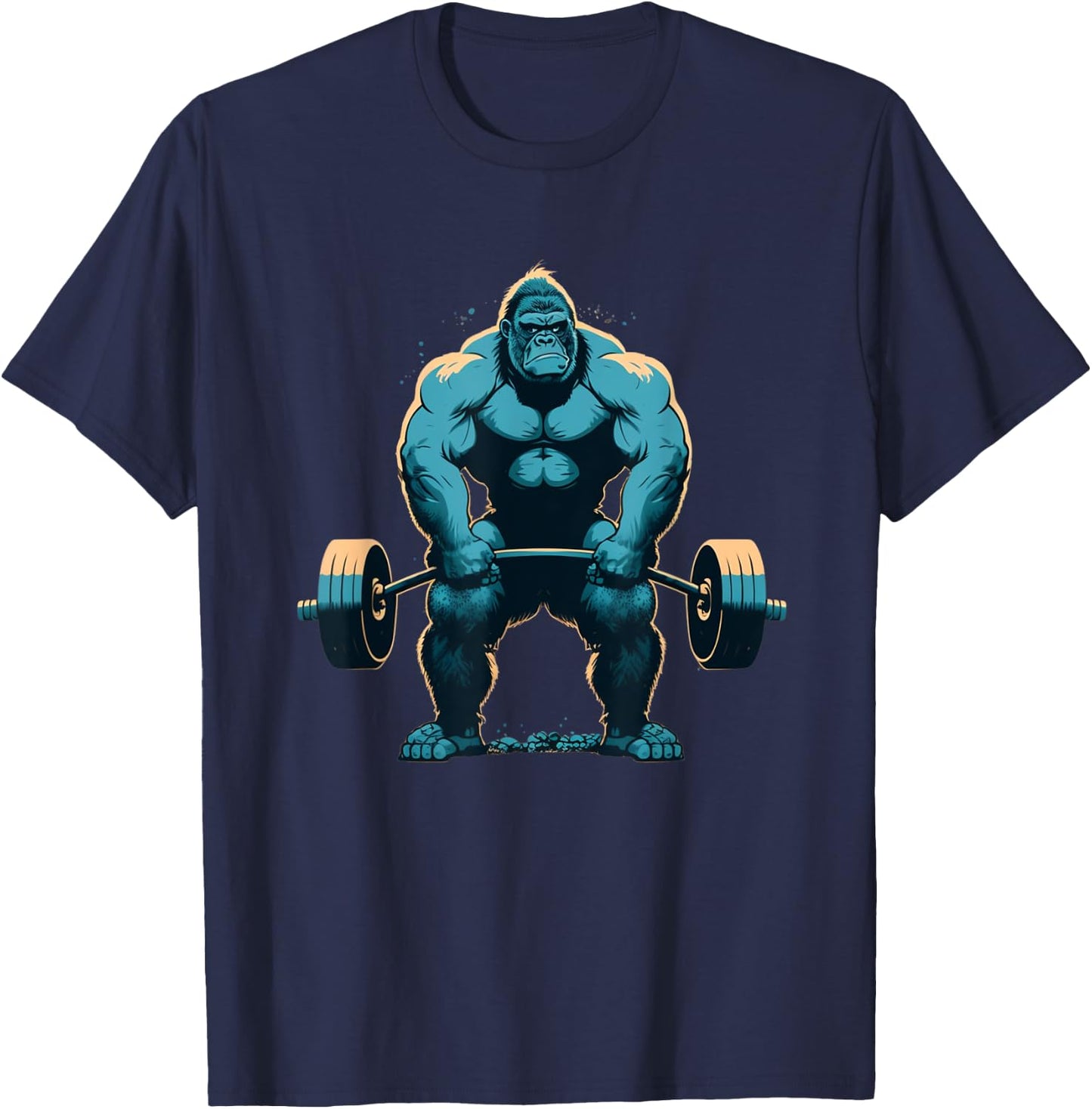 Gorilla Weightlifting Gym Fitness Deadlift Workout Lifting T-Shirt - T-Shirt | Navy