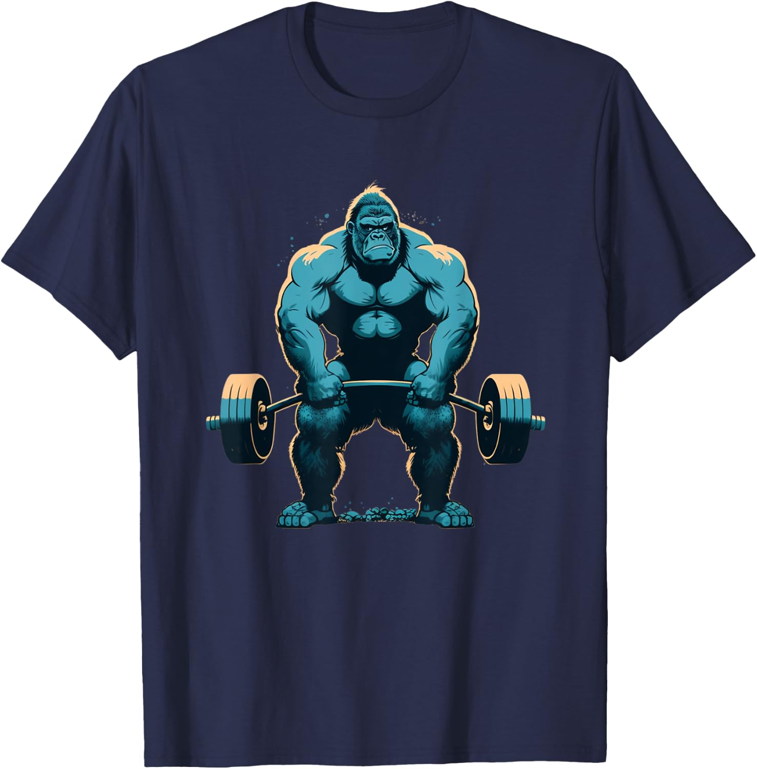 Gorilla Weightlifting Gym Fitness Deadlift Workout Lifting T-Shirt - T-Shirt | Navy