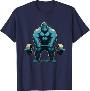 Gorilla Weightlifting Gym Fitness Deadlift Workout Lifting T-Shirt - T-Shirt | Navy