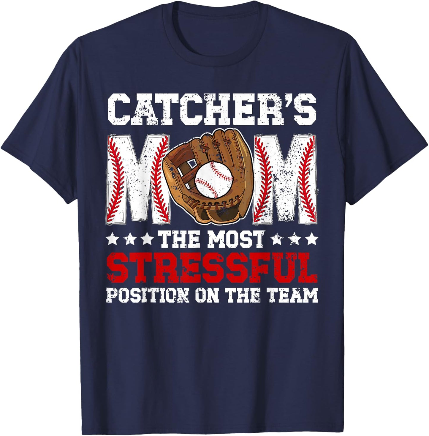 Catcher's Mom Baseball Catcher Mom Baseball Catcher Mama T-Shirt - T-Shirt | Navy