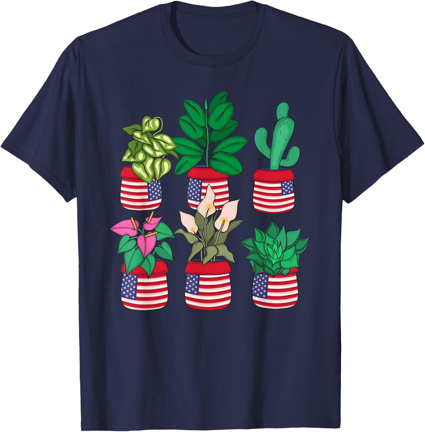 Plant Lover 4th Of July Women Florist Plants T-Shirt - T-Shirt | Navy