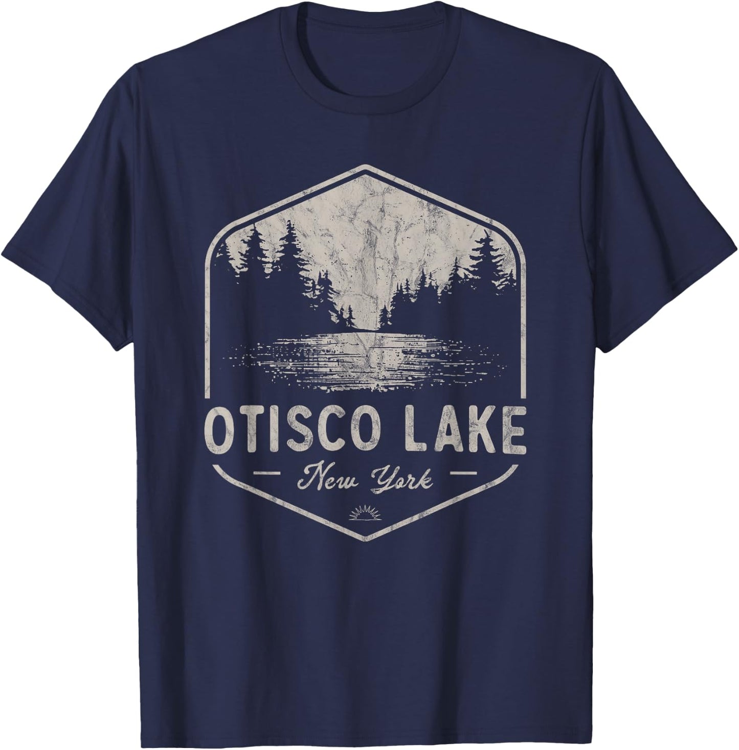 Otisco Lake New York Outdoors Vintage T-Shirt - T-Shirt | Navy