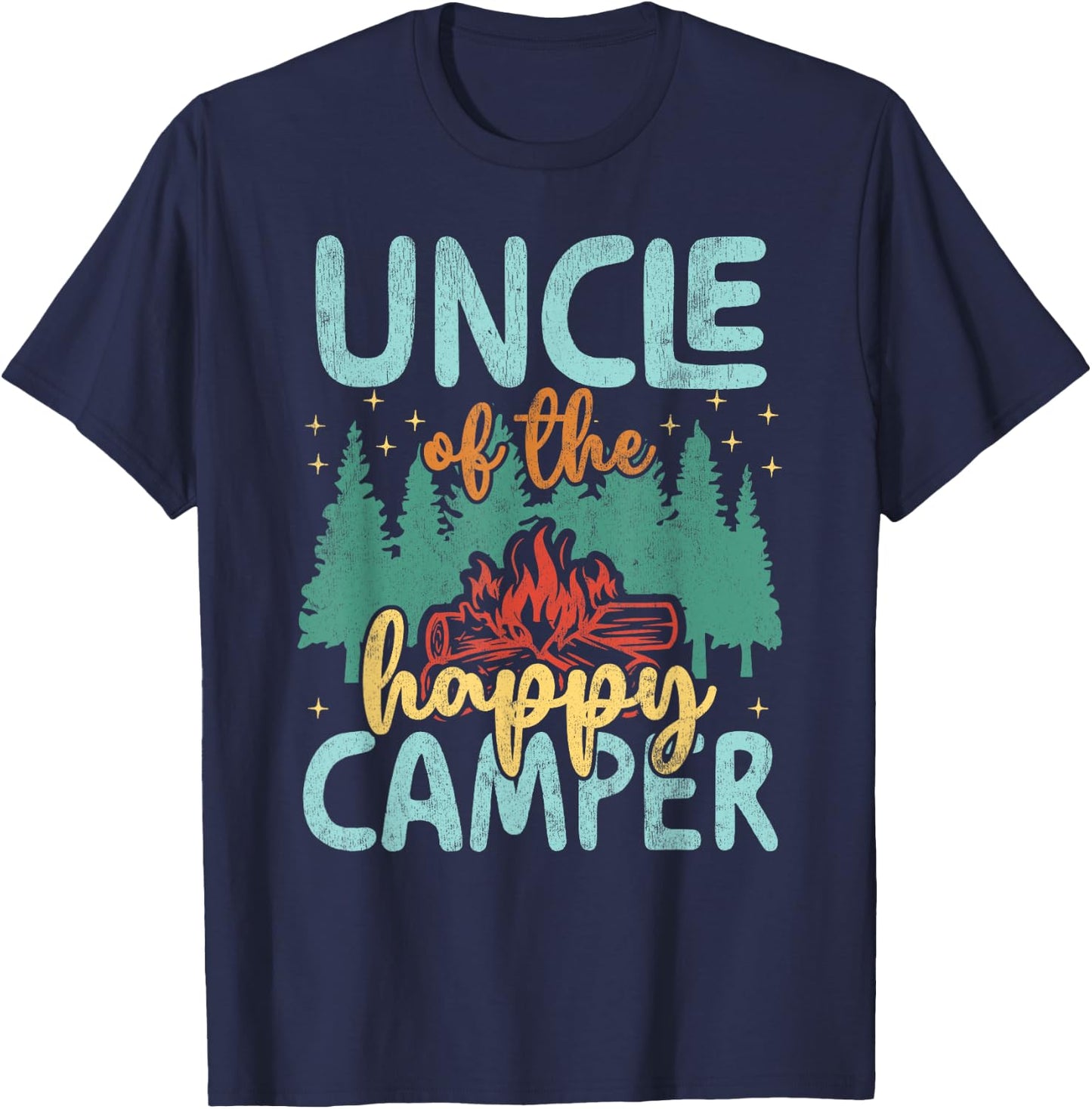 Uncle of Happy Camper 1st Birthday Party Retro Uncle T-Shirt - T-Shirt | Navy