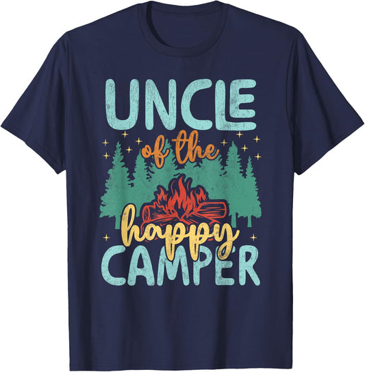 Uncle of Happy Camper 1st Birthday Party Retro Uncle T-Shirt - T-Shirt | Navy