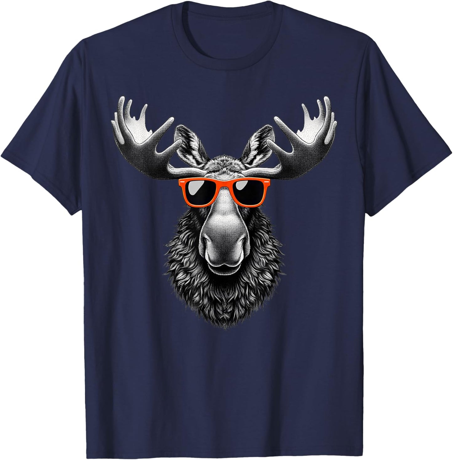 Cool Moose Wearing Sunglasses Graphic Art T-Shirt - T-Shirt | Navy