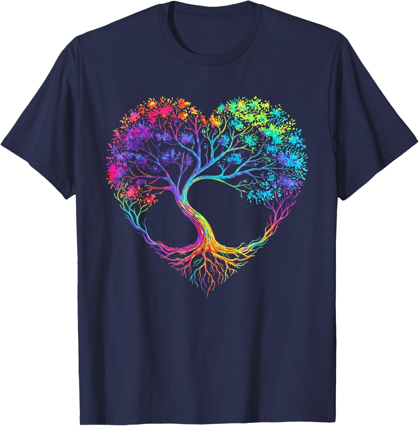 Rainbow LGBTQ Tree Gay Pride Ally Lesbian Men Women Kids T-Shirt - T-Shirt | Navy