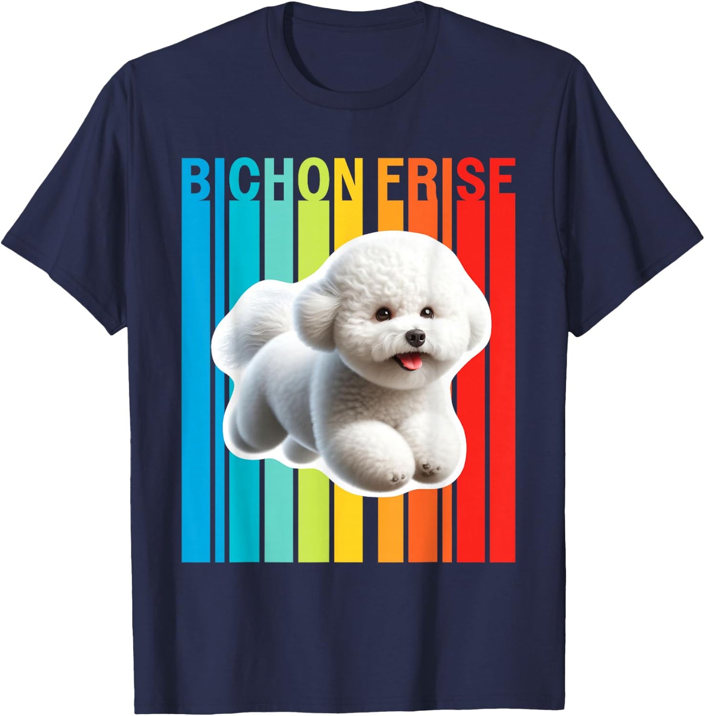 Colorful Bichon Frise T-Shirt - T-Shirt | Navy