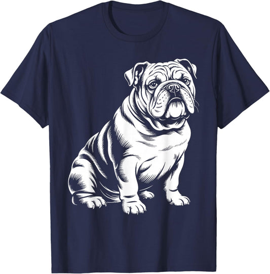 Cool English Bulldog Art Women Kids English Bulldog T-Shirt - T-Shirt | Navy