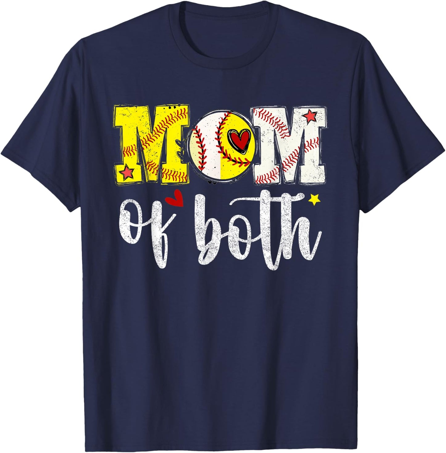 Mothers Day mom of Both Baseball Softball T-Shirt - T-Shirt | Navy