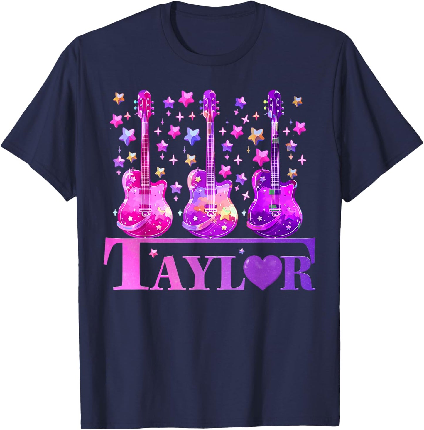 Women Girl Retro Taylor First Name Personalized Groovy 80's T-Shirt - T-Shirt | Navy