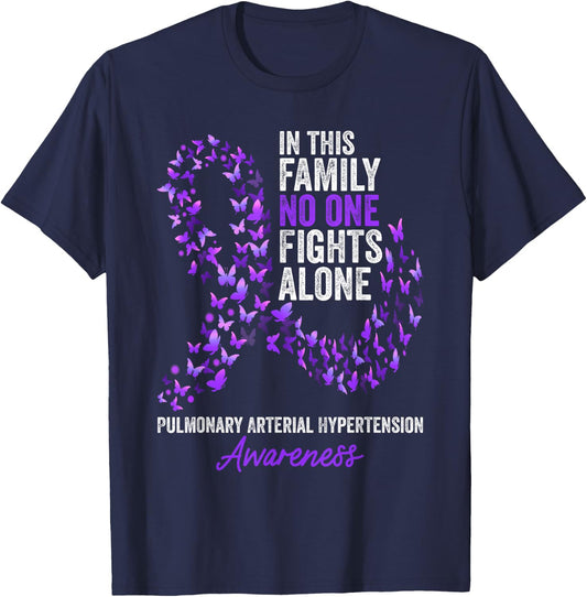 Pulmonary Arterial Hypertension Awareness Month Butterflies T-Shirt - T-Shirt | Navy