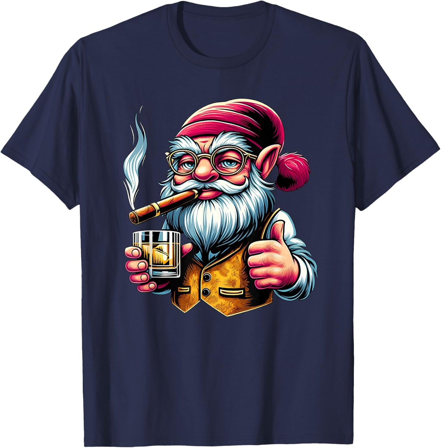 Gnome Cigar And Whiskey T-Shirt - T-Shirt | Navy