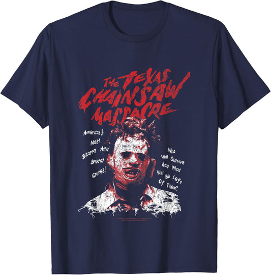 Texas Chainsaw Massacre Leatherface Word Crown T-Shirt - T-Shirt | Navy