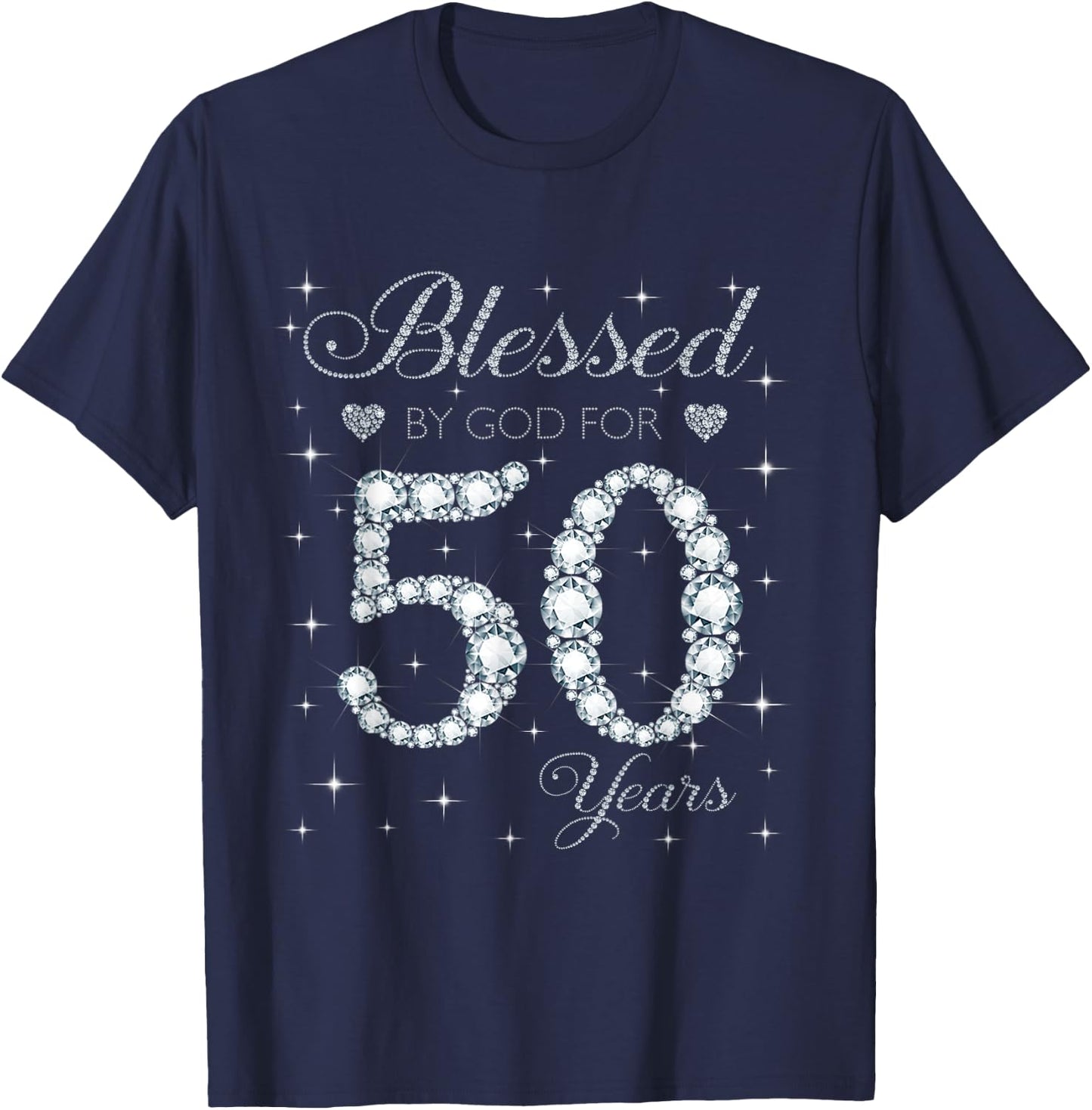 Blessed by God For 50 Years Old 50th Birthday Gift T-Shirt - T-Shirt | Navy