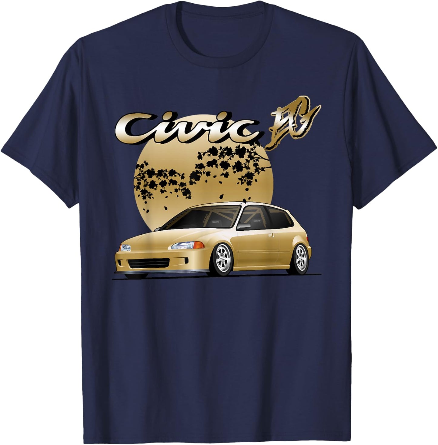Civic eg Japanese car , Small, Black T-Shirt - T-Shirt | Navy
