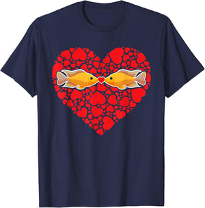Aquarium Fish Lover Valentine's Day Gift Fish Kissing Fish T-Shirt - T-Shirt | Navy