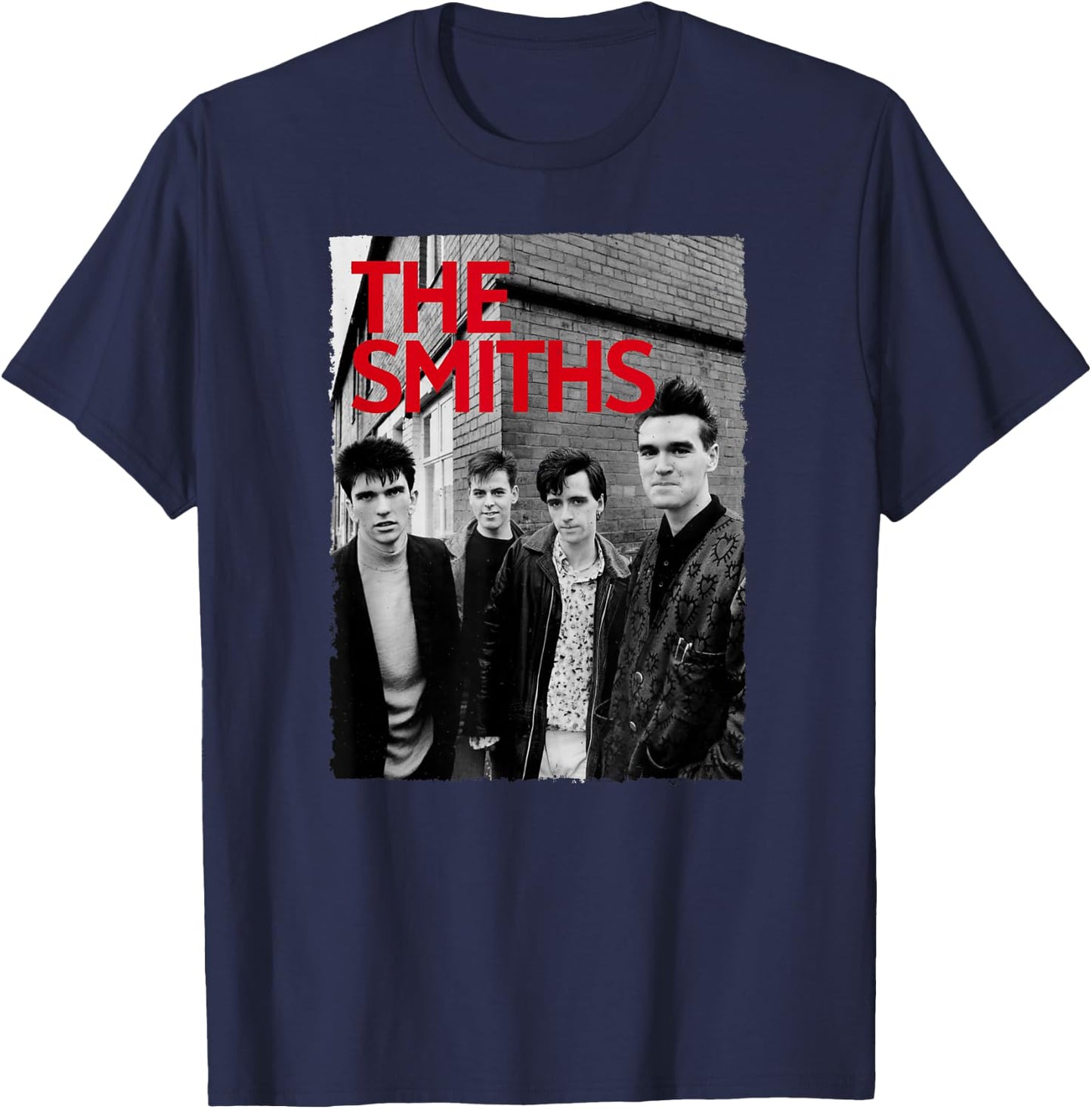 The Smiths Red Text Band Photo Shoot by Stephen Wright T-Shirt - T-Shirt | Navy