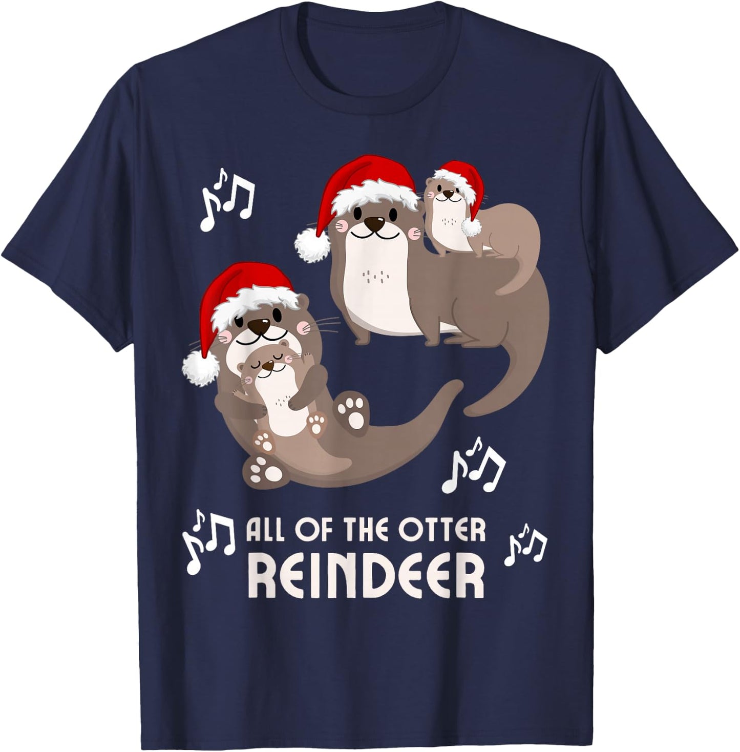 Christmas Otter Puns All of the Otter Reindeer Boys, Girls T-Shirt - T-Shirt | Navy