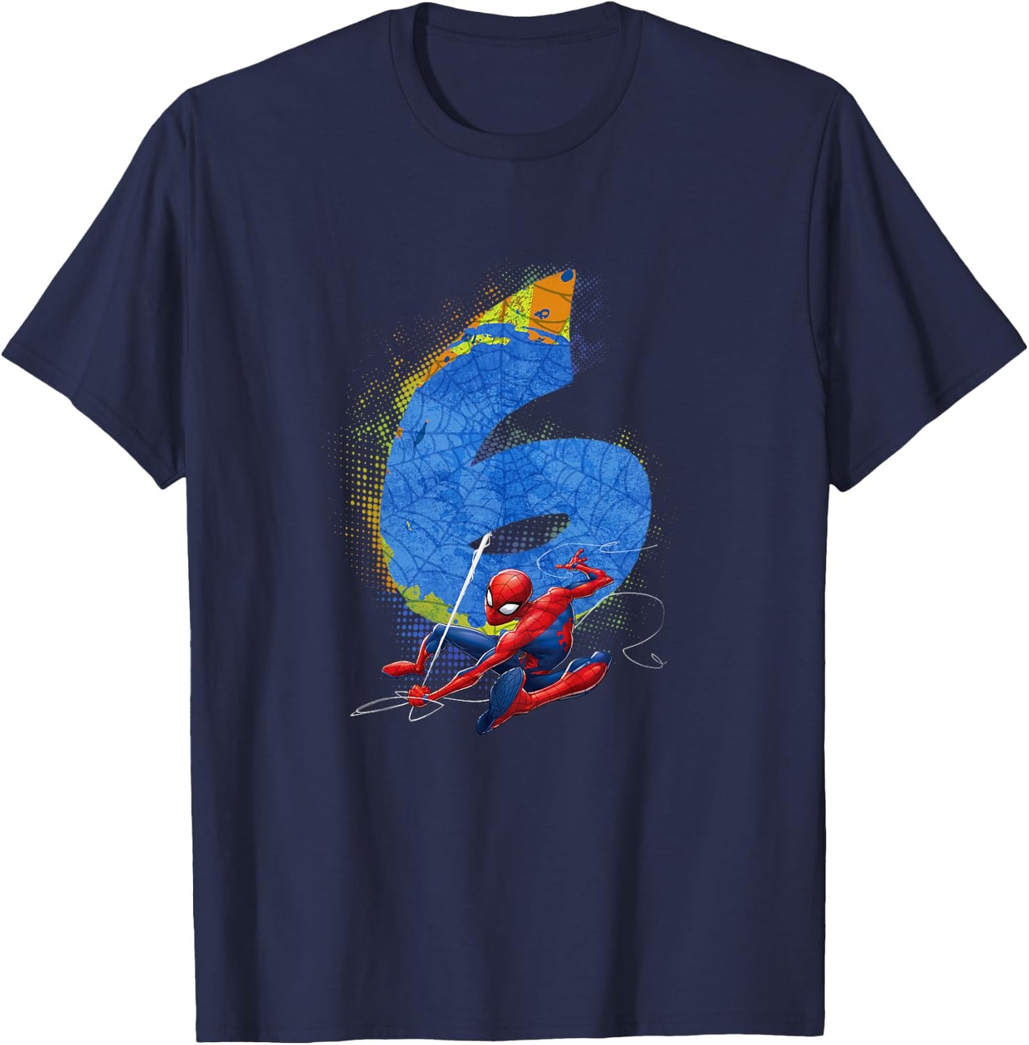 Kids Marvel Super Heroes Spider-Man 6 Year Old Sixth Birthday T-Shirt - T-Shirt | Navy