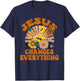 Jesus Changes Everything Funny Christian Retro Groovy Boho T-Shirt - T-Shirt | Navy