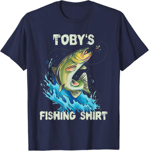 Toby's Fishing Shirt - Personalized Fishing T-Shirt - T-Shirt | Navy