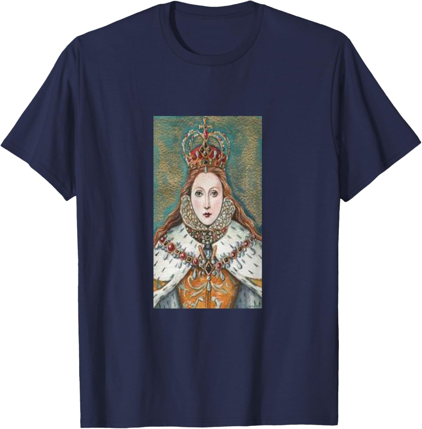 Mary Queen of Scots Tudor Famous Scottish Portrait T-Shirt - T-Shirt | Navy