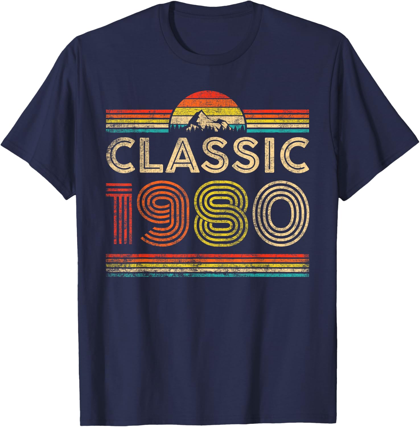 Classic 1980 Vintage 1980 Classic Year Men Women Birthday T-Shirt - T-Shirt | Navy