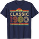 Classic 1980 Vintage 1980 Classic Year Men Women Birthday T-Shirt - T-Shirt | Navy
