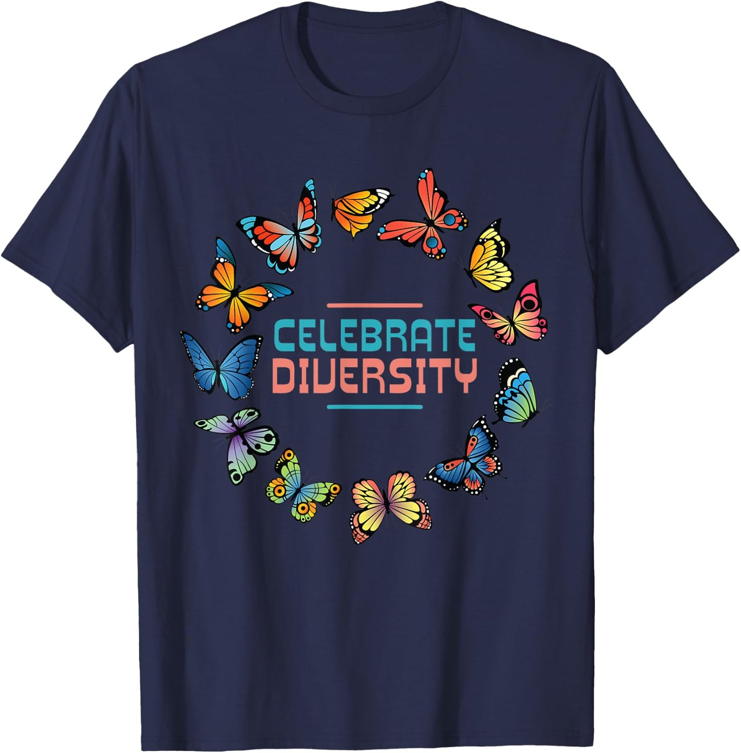 Butterfly Gifts Celebrate Diversity Girl Butterfly T-Shirt - T-Shirt | Navy