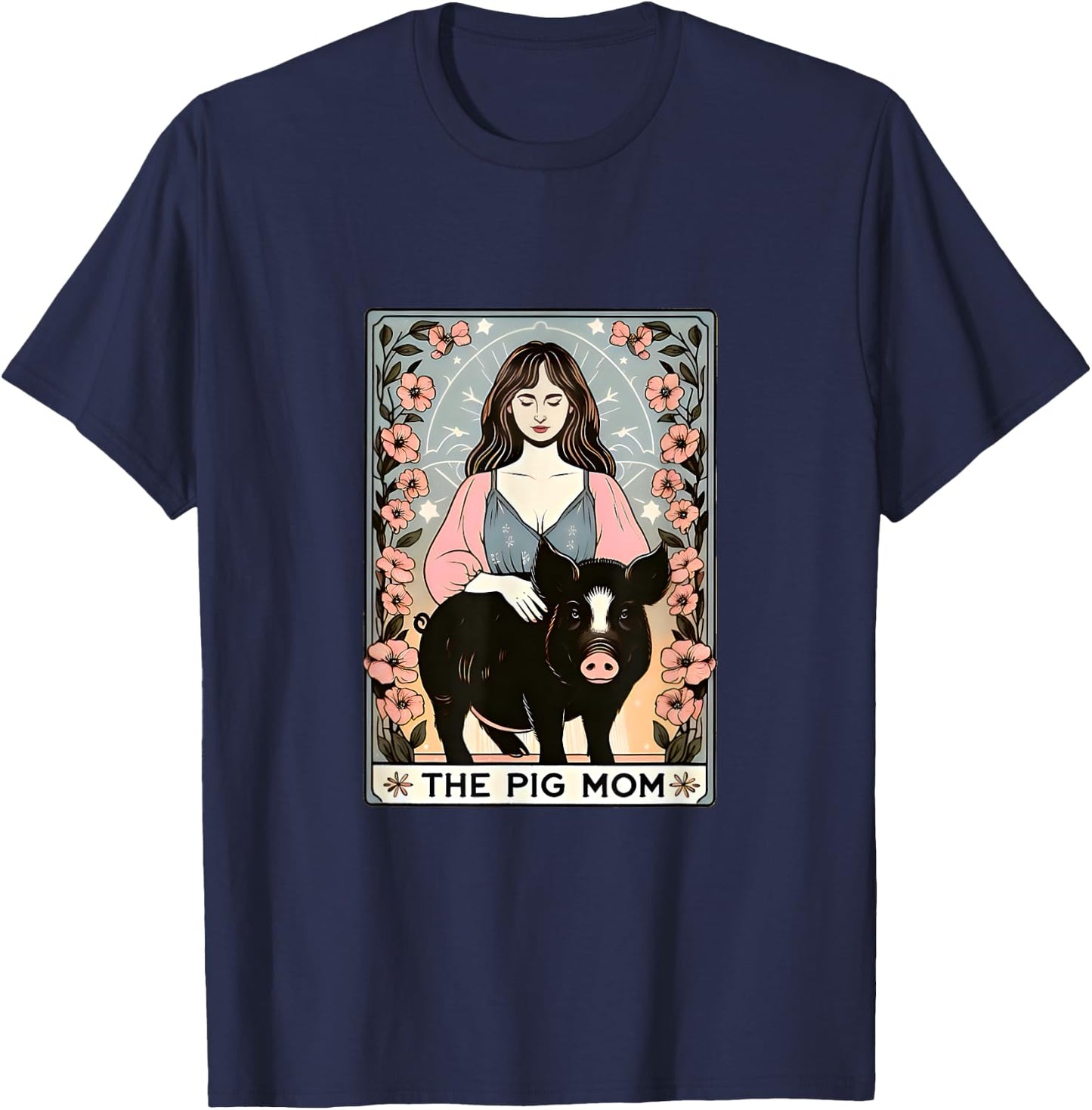 Pig mom mini pig potbelly pig tarot farm T-Shirt - T-Shirt | Navy