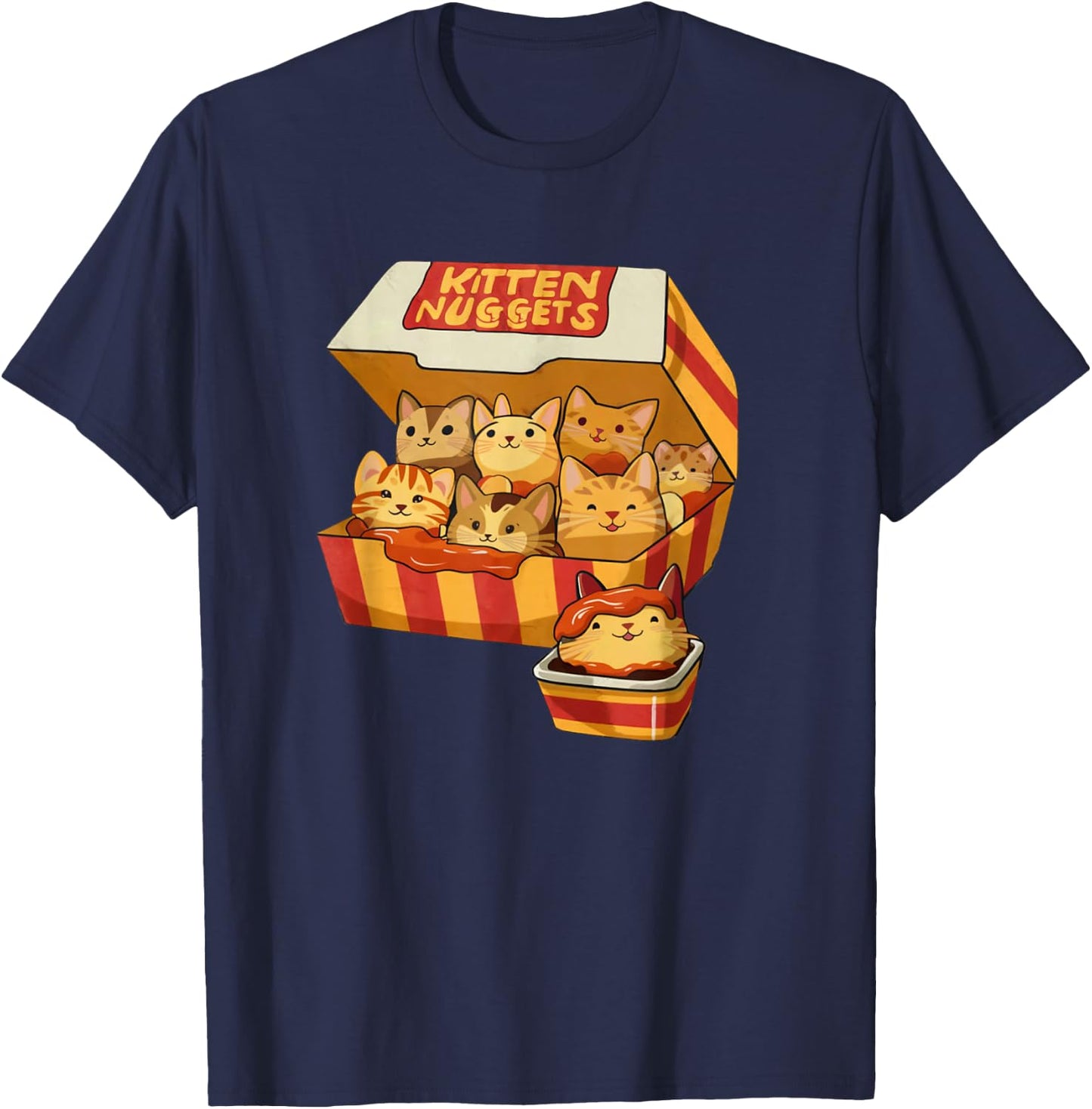 Kitten Nuggets Funny Cat Lover Pun T-Shirt - T-Shirt | Navy