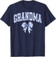 Grandma Coquette Toile Blue Bow Floral Family Matching T-Shirt - T-Shirt | Navy