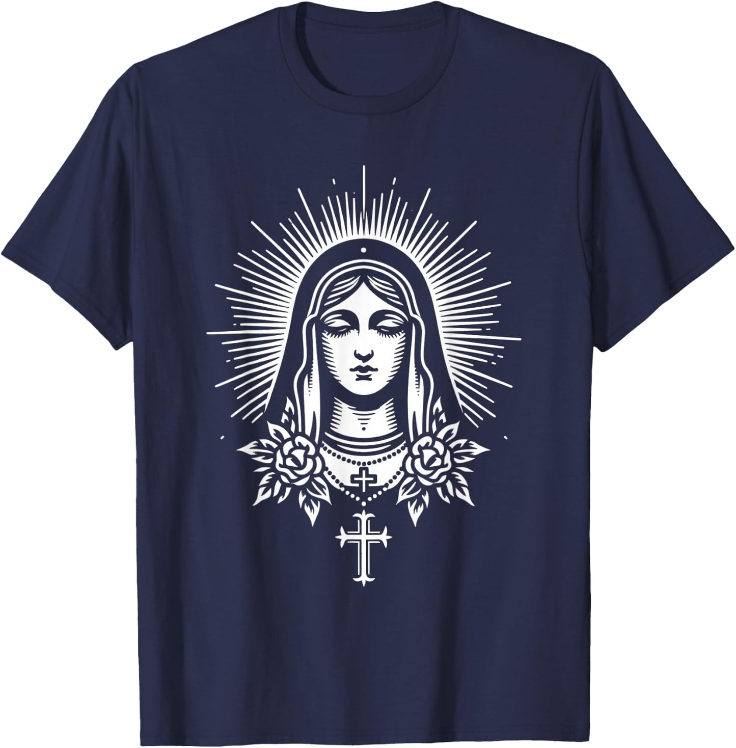 Mother Mary Mama Mary Traditional Tattoo Artist Inked T-Shirt - T-Shirt | Navy